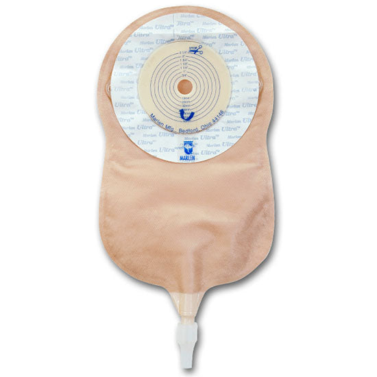 Marlen UltraLite One Piece Urostomy Pouch w/Skin Shield Barrier, Flat, Cut-to-fit Starter Hole (77000)
