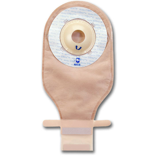 Marlen UltraLite Ileostomy-Colostomy Drainable One-Piece Pouch, with Aquatack and Kwik-KLose, Deep Convexity, Pre-cut 1-1/8", Transparent (57629)