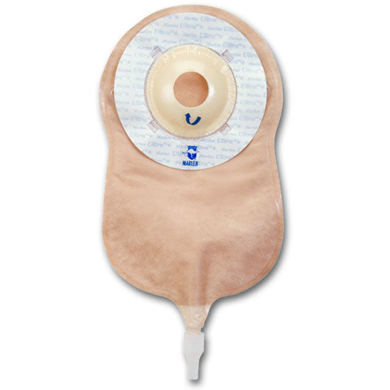 Marlen UltraLite One Piece Urostomy Pouch w/Aquatrack Shield Barrier, Deep Convexity, Pre-cut 1-1/8" (77152)