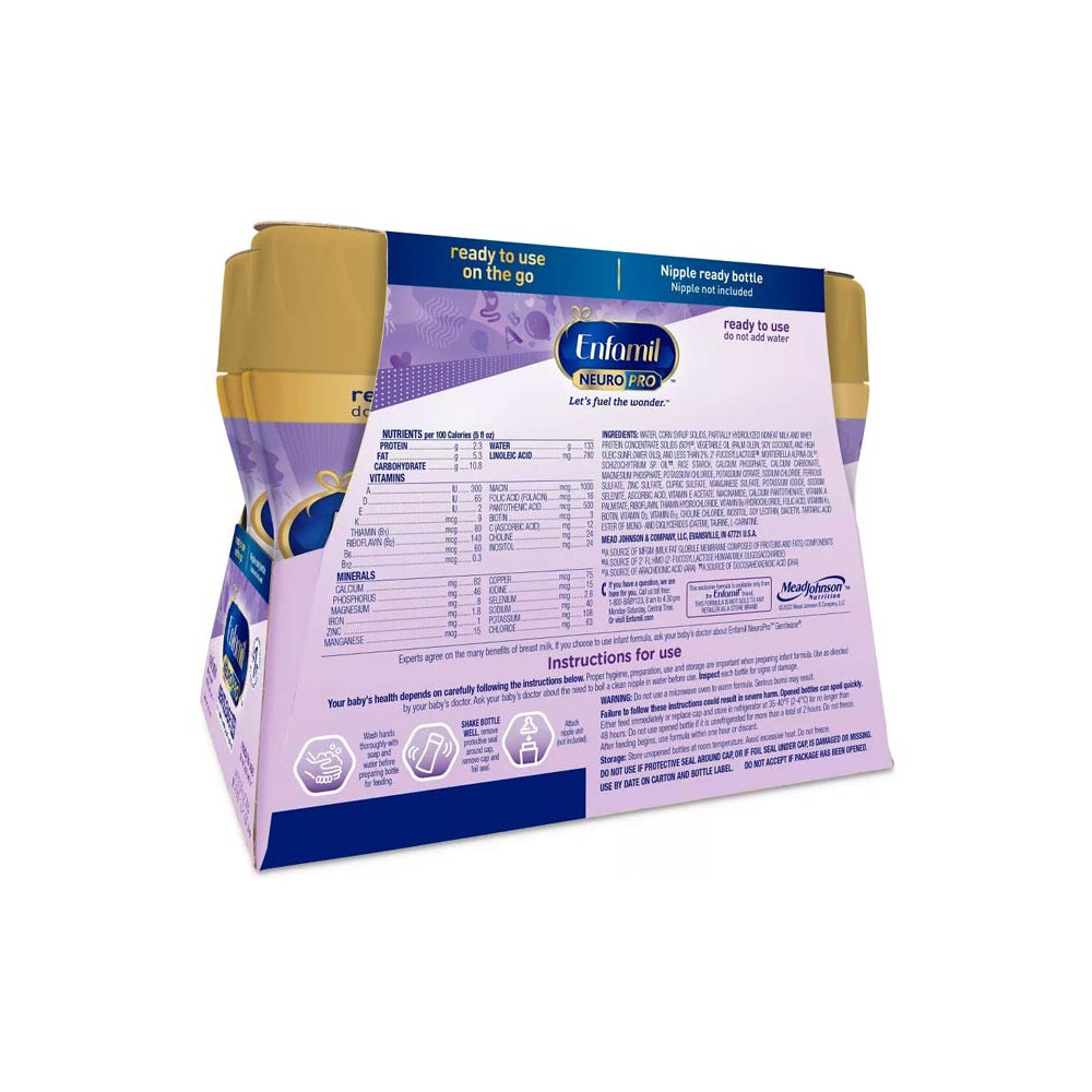 Mead Johnson Enfamil NeuroPro Gentlease Infant Formula, 8 fl. oz. Bottle (294702) - Back view