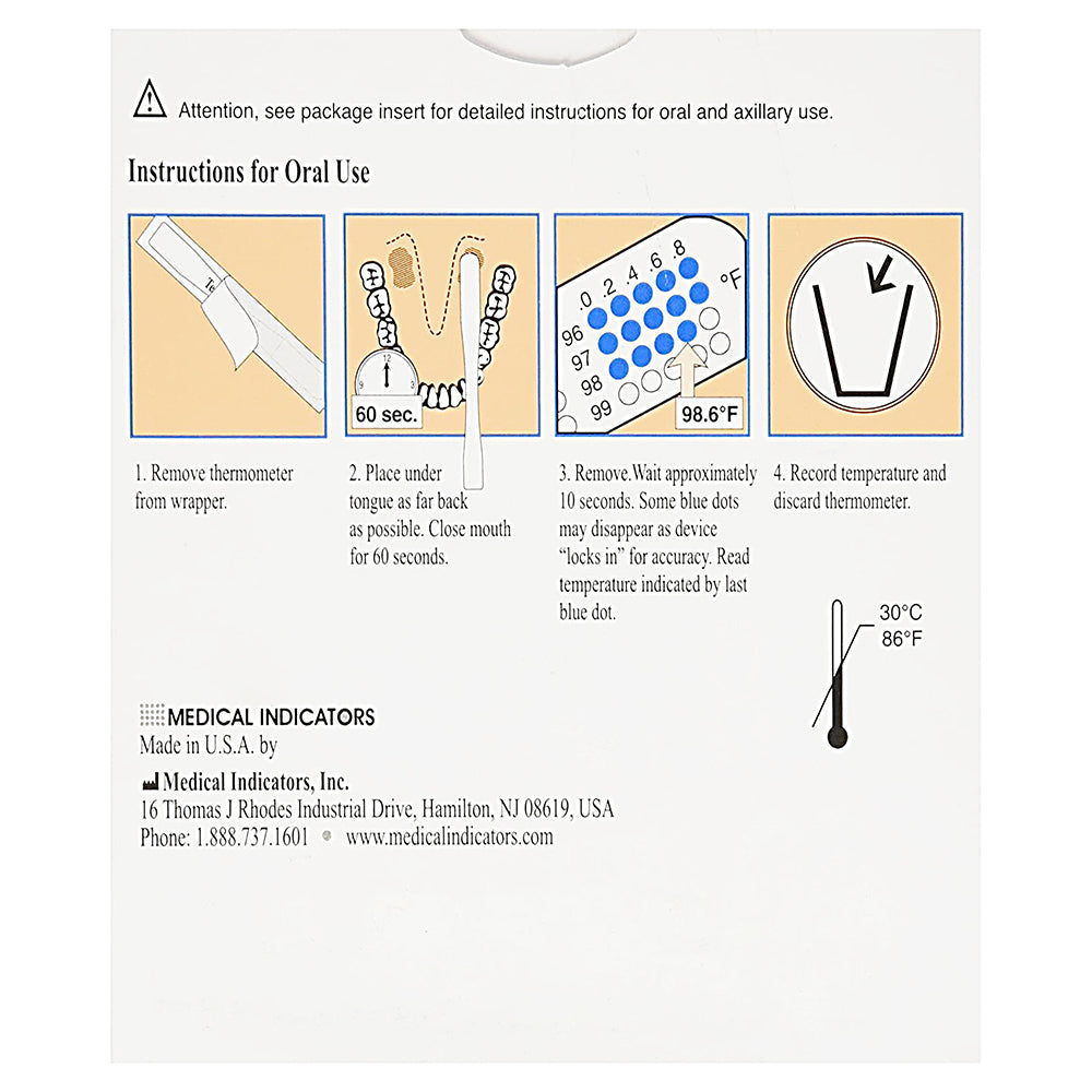 Medical Indicators Disposable Oral Thermometer Tempa.DOT (5122)