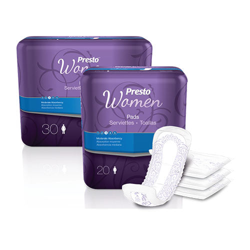 Presto Moderate Pads for Women, Long (BCP21310)