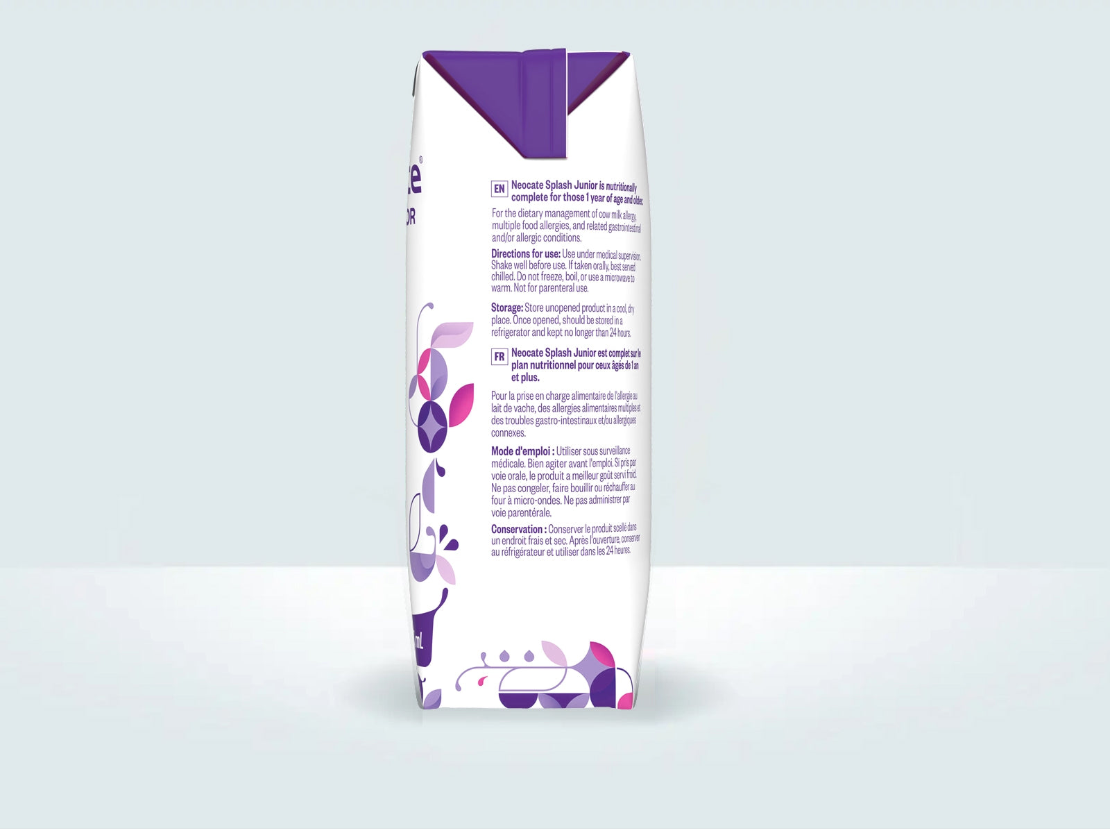 Nutricia Neocate Splash Junior, Grape, 8oz (122435A) - Back view