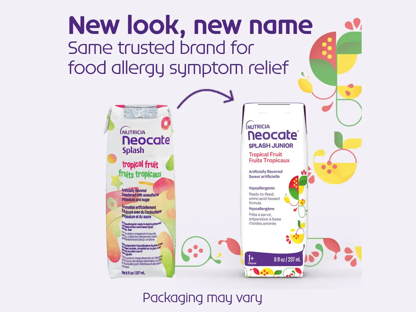 Nutricia Neocate Splash Junior, Unflavored, 8oz (111394A) - Packaging new and old view