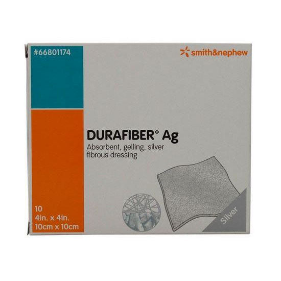 Smith & Nephew Durafiber Ag Gelling Fiber Dressing, 4" x 4" (66801174)