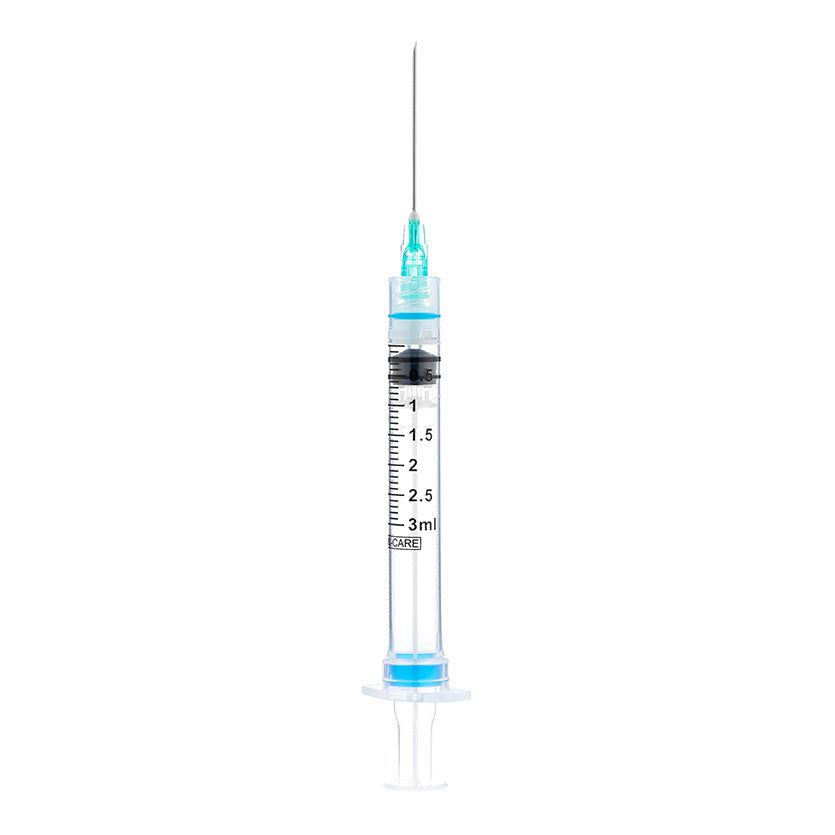 Sol Millennium SOL-CARE 3ml Luer Lock Safety Syringe w/Exch Needle 21G x 1 1/2" (100072IM)