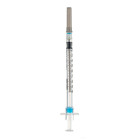 Sol Millennium SOL-CARE 1ml Safety Syringe w/Fixed Needle 25G x 1" Flu Tray (100088IM)