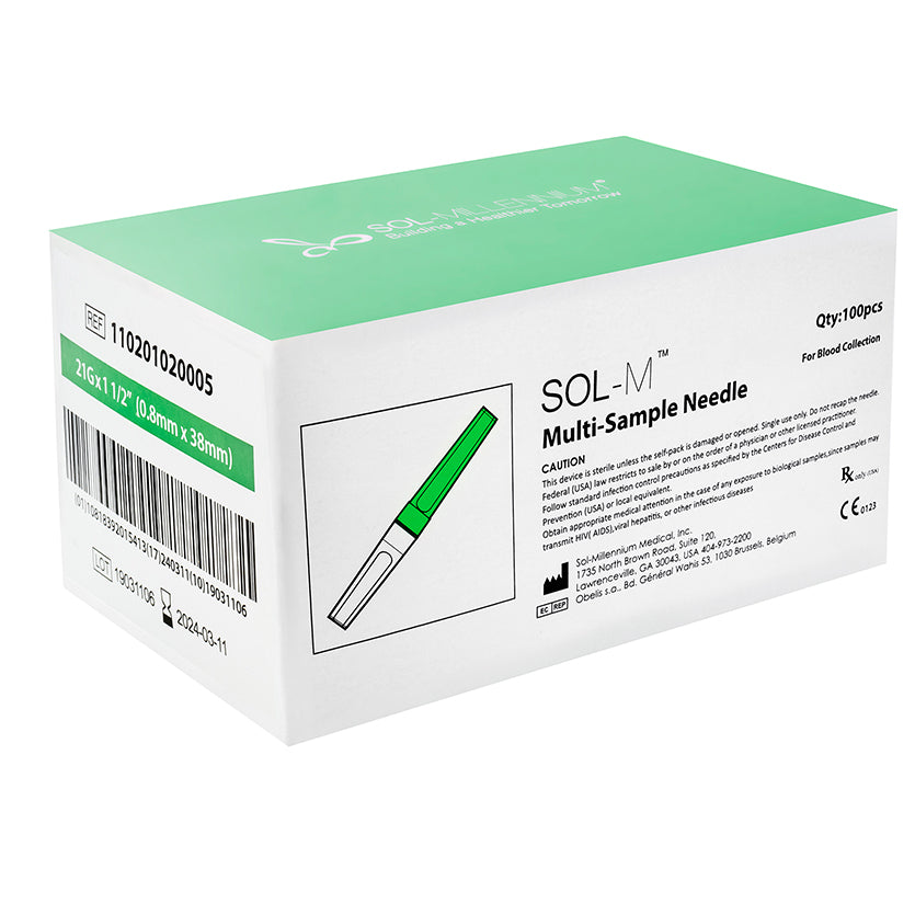 Sol Millennium SOL-M Multi-Sample Needle 21G x 1 1/2" (110201020005)