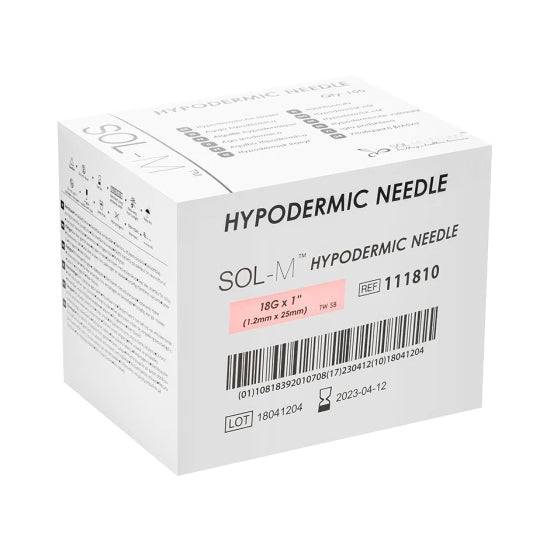 Sol Millennium SOL-M Hypodermic Needle 18G x 1" (111810) - Box