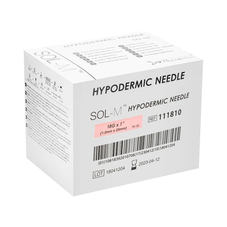 Sol Millennium SOL-M Hypodermic Needle 18G x 1" (111810) - Box