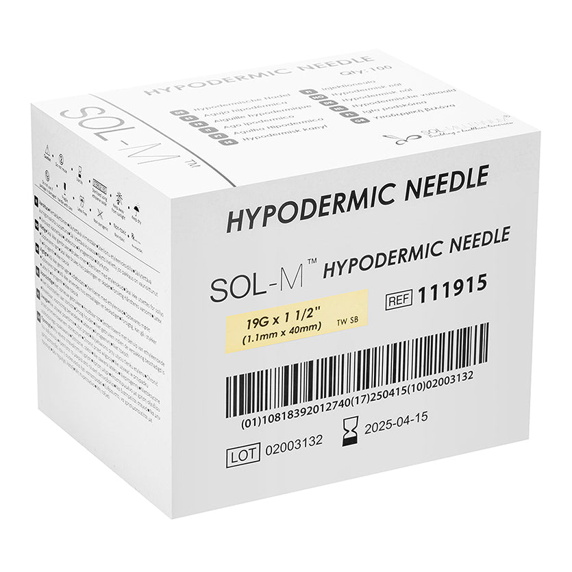 Sol Millennium SOL-M Hypodermic Needle 19G x 1 1/2" (111915) - Box