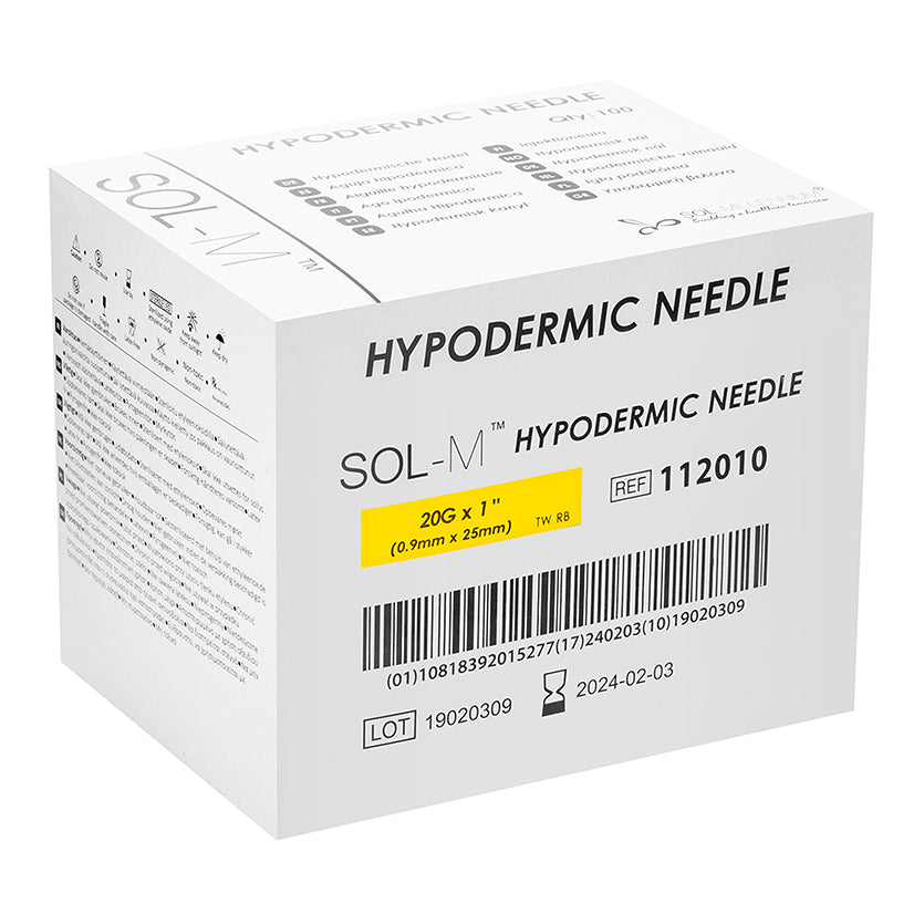 Sol Millennium SOL-M Hypodermic Needle 20G x 1" (112010) - Box