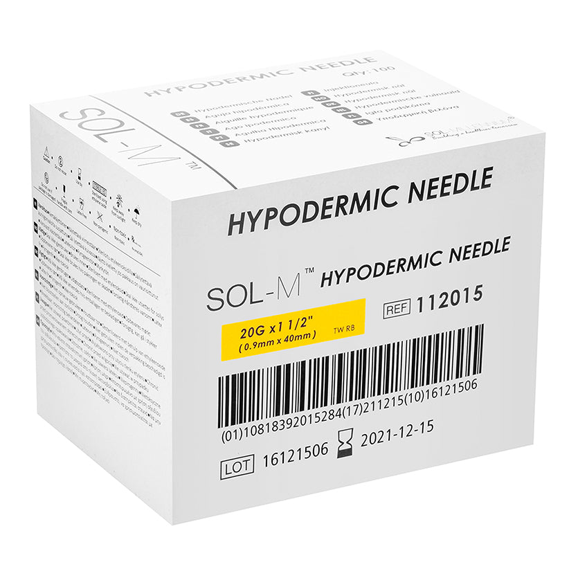 Sol Millennium SOL-M Hypodermic Needle 20G x 1 1/2" (112015) - Box