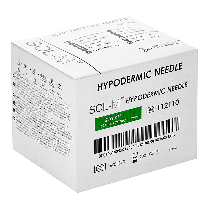 Sol Millennium SOL-M Hypodermic Needle 21G x 1" (112110) - Box