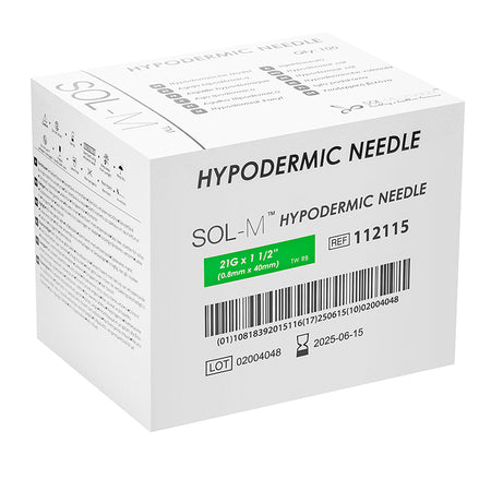 Sol Millennium SOL-M Hypodermic Needle 21G x 1 1/2" (112115) - Box