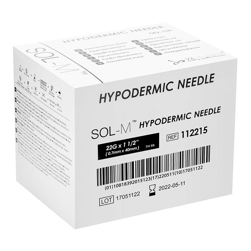 Sol Millennium SOL-M Hypodermic Needle 22G x 1 1/2" (112215) - Box