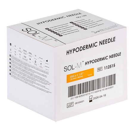 Sol Millennium SOL-M Hypodermic Needle 25G x 1 1/2" (112515) - Box