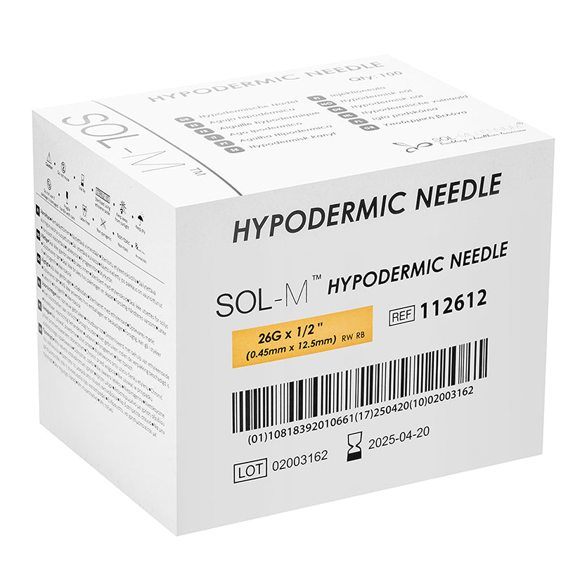 Sol Millennium SOL-M Hypodermic Needle 26G x 1/2" (112612) - Box