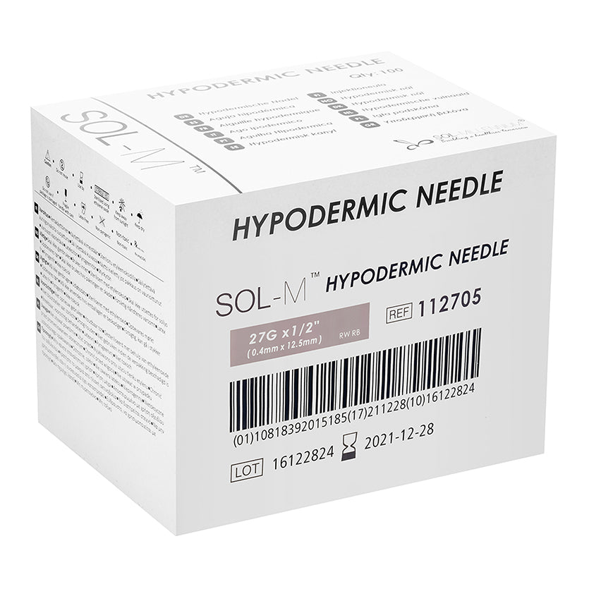 Sol Millennium SOL-M Hypodermic Needle 27G x 1/2" (112705) - Box