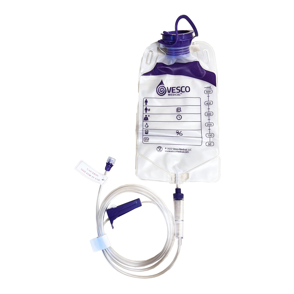 Vesco Medical 500mL Top Fill Gravity Feed Set (PVC) with ENFit (VED-042)