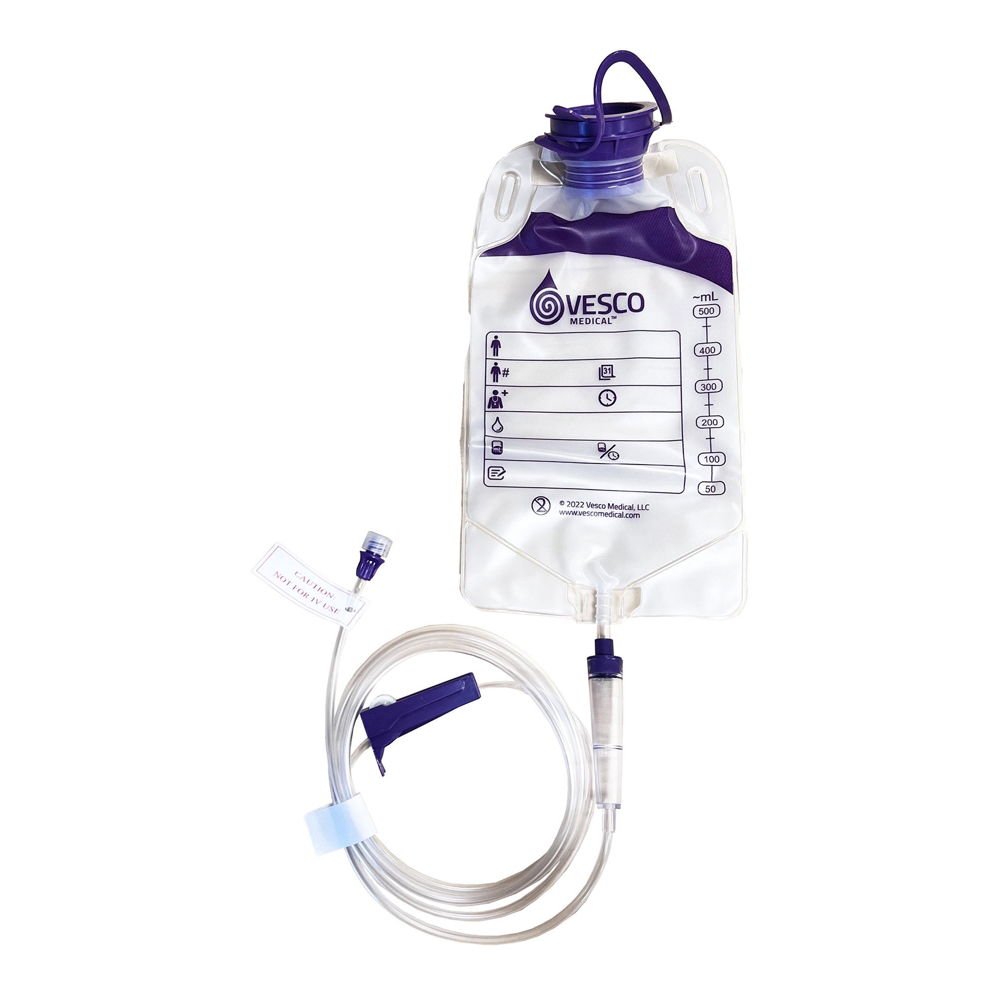 Vesco Medical 500mL Top Fill Gravity Feed Set (PVC) with ENFit (VED-042)