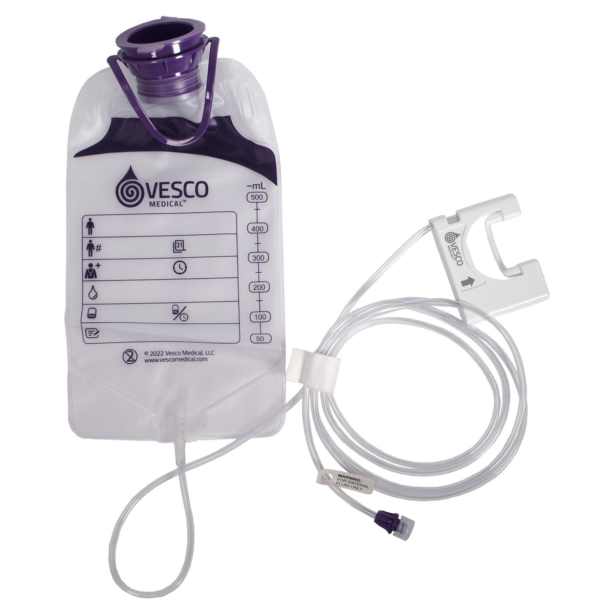 Vesco Medical 500mL Bag  Q Pump Feed Set with ENFit Connector - PVC (VED-050)