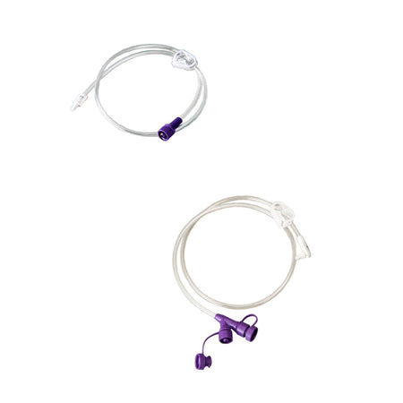 Vesco Medical Universal Low Profile Feeding Tube Extension Set, 12", Dual ENFit Port, Right Angle (VED-1000)