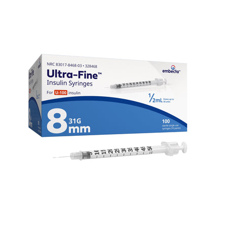 Becton Dickinson 1/2 mL BD Lo-Dose U-100 Ultra-Fine II insulin syringe with 31 G x 8mm Short needle (328468)