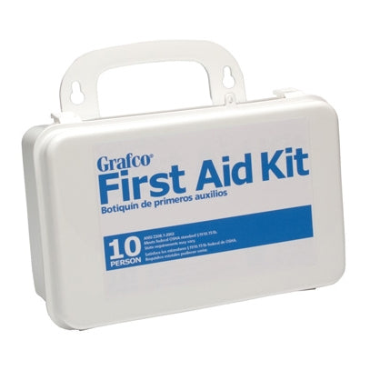 Grafco Stocked First Aid Kit, 10 person, Plastic case w/gasket (1799-10P)