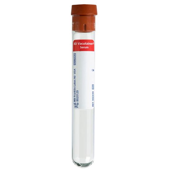 Becton Dickinson BD Vacutainer Blood Collection Tube, Red, 10mL, Glass (366430)