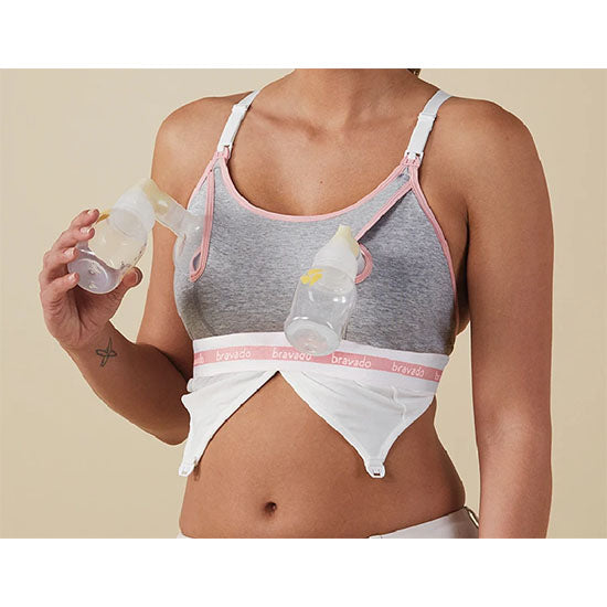 Bravado Designs Clip and Pump Hands-Free Nursing Bra Accessory, Medium, Dove Heather (807978125212)