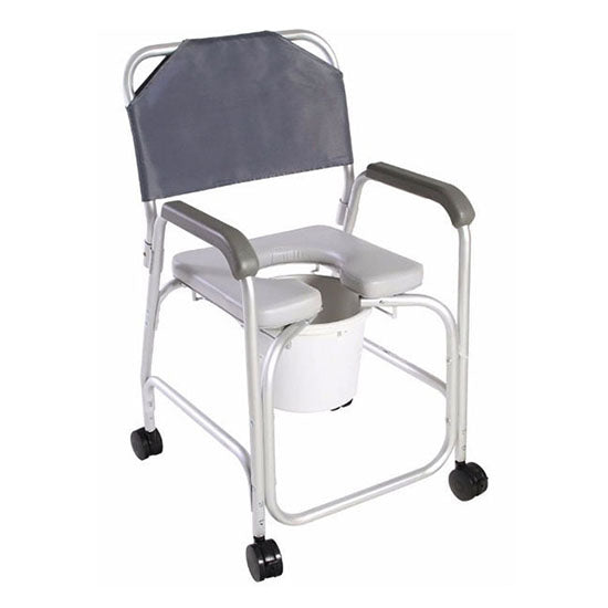 Cardinal Health Commode Shower Chair, with Back and Locking Caster (CBAS0032)