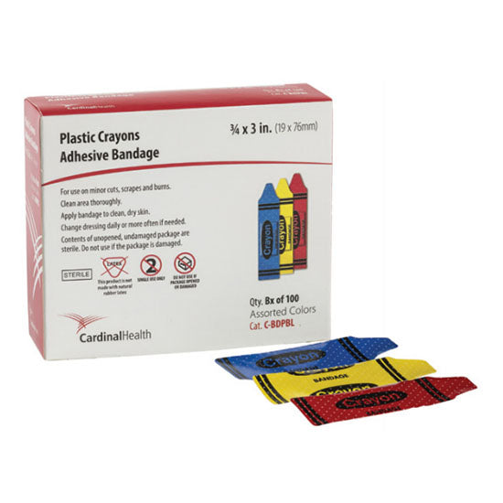 Cardinal Health Plastic Specialty Bandage, Crayons, 3/4" x 3" (C-BDPBL)