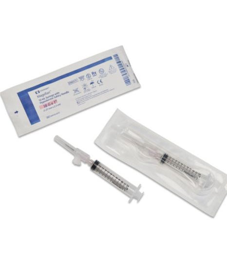 Cardinal Health Magellan 3mL Syringe with Hypodermic Safety Needle 22 G x 1" (8881833210)