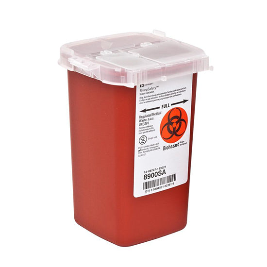 Cardinal Health Monoject Phlebotomy Sharps Container, 1 Quart, Red (8900SA)