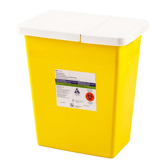 Cardinal Health Monoject Trace Chemotherapy Sharps Container with Hinged Lid, 2 Gallon, Yellow (8982)