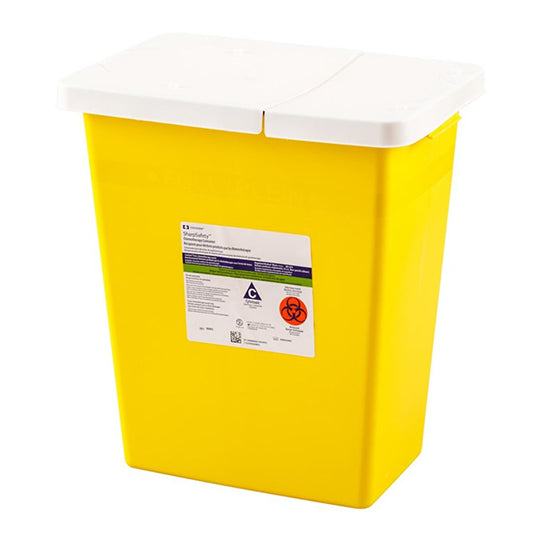 Cardinal Health Monoject Trace Chemotherapy Sharps Container with Hinged Lid, 7 Gallon, Yellow (8985PG2)
