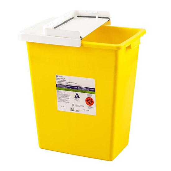 Cardinal Health Monoject Trace Chemotherapy Sharps Container with Hinged Lid, 7 Gallon, Yellow (8985PG2)
