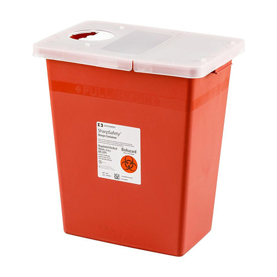 Cardinal Health Monoject Large Volume Sharps Container with Hinged Lid, 18 Gallon, Red (8998PG2)
