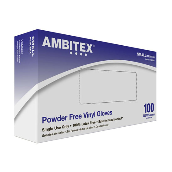 Cardinal Health AMBITEX Vinyl Powder-Free Gloves, Small (VSM5201)