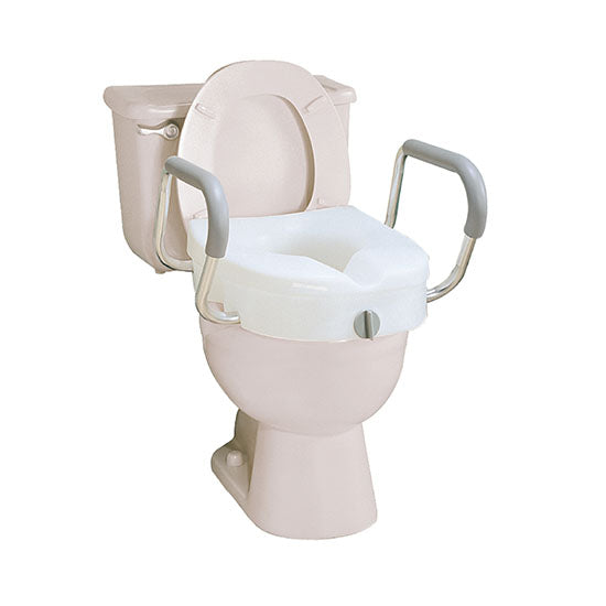Carex E-Z Lock Locking Raised Toilet Seat With Armrests (B30400)