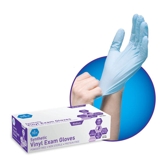 Complete Medical Synthetic Vinyl Medical Grade Exam Gloves, Medium (50804)