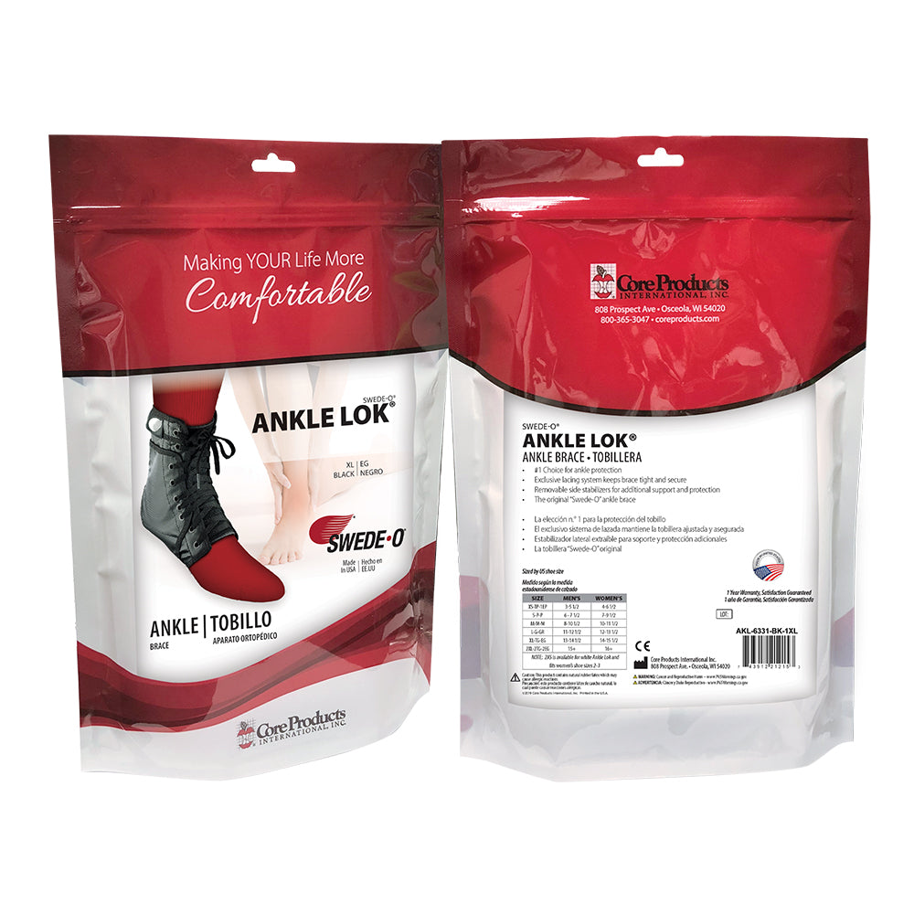 Core Products Swede-O Ankle Lok Brace, Black, Small (AKL-6331-BK-SML)