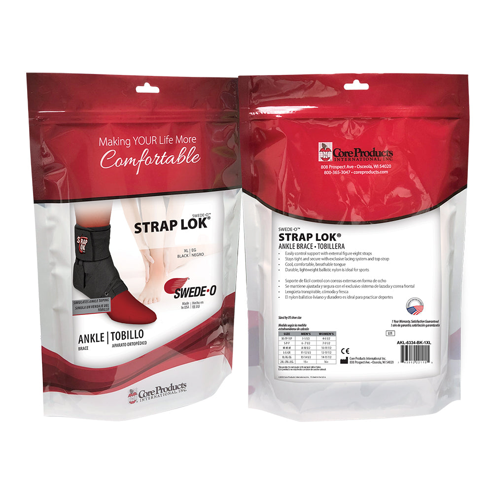 Core Products Swede-O Strap Lok Ankle Brace, Black, 2X-Large (AKL-6334-BK-2XL)