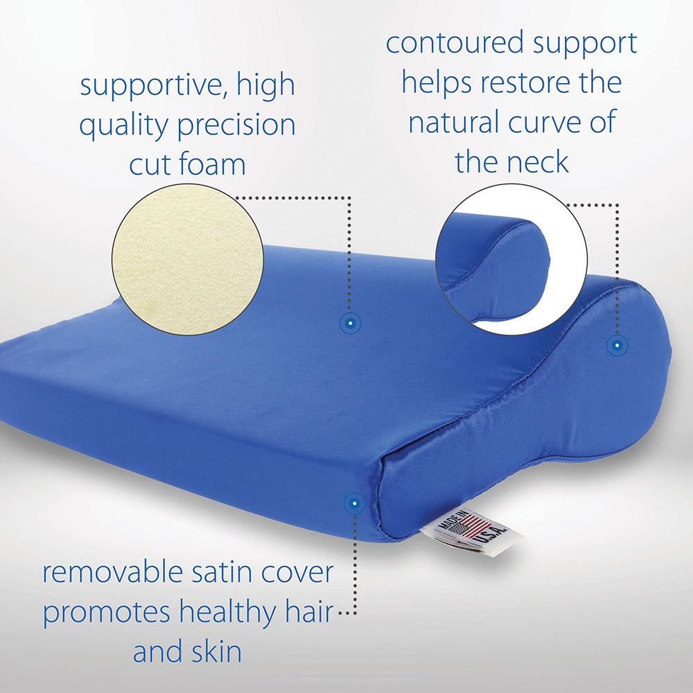 Core Products AB Contour Cervical Pillow Satin, Blue (FOM-109-BL)