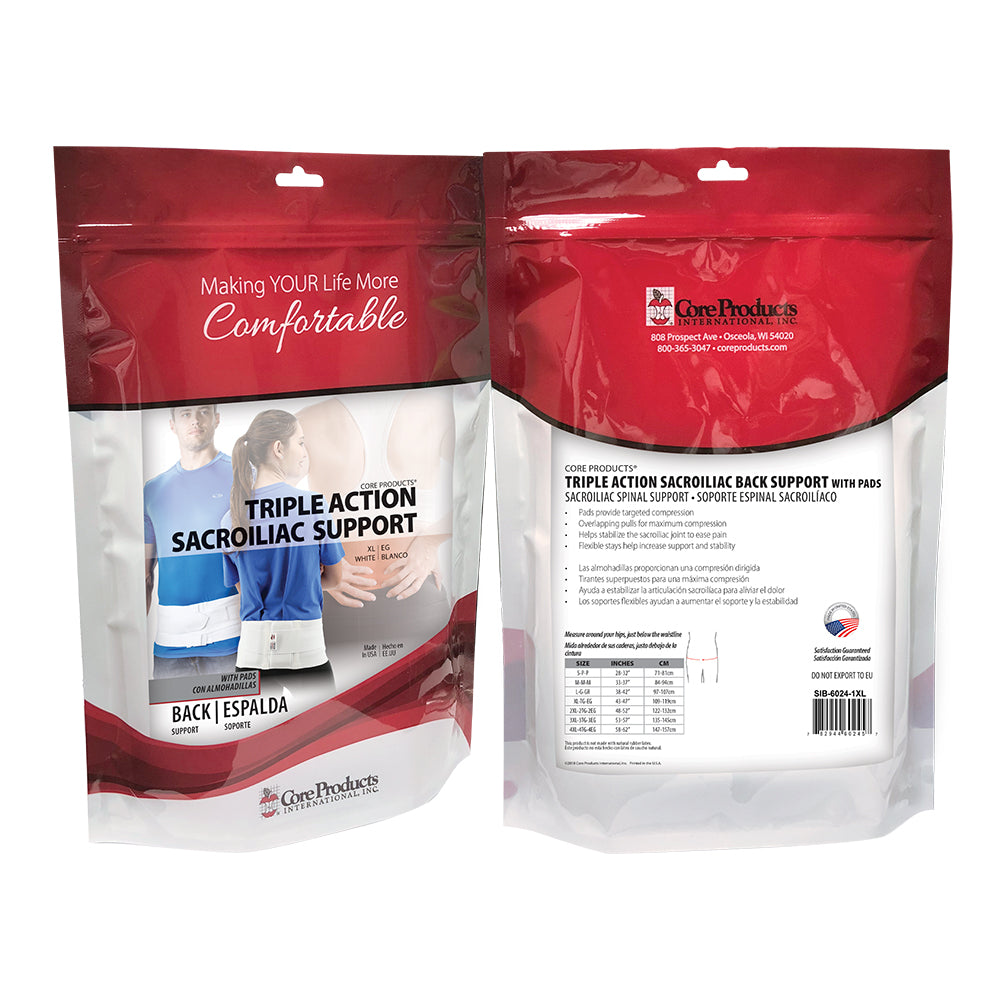 Core Products Triple Action Sacroiliac Back Support with Pads, Medium (SIB-6024-MED)