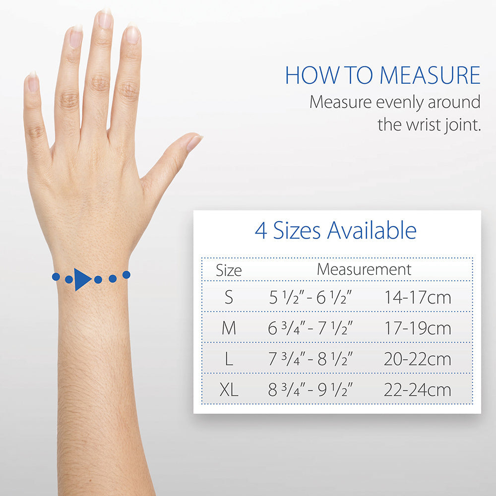Core Products Swede-O Reflex Wrist Support Size Chart