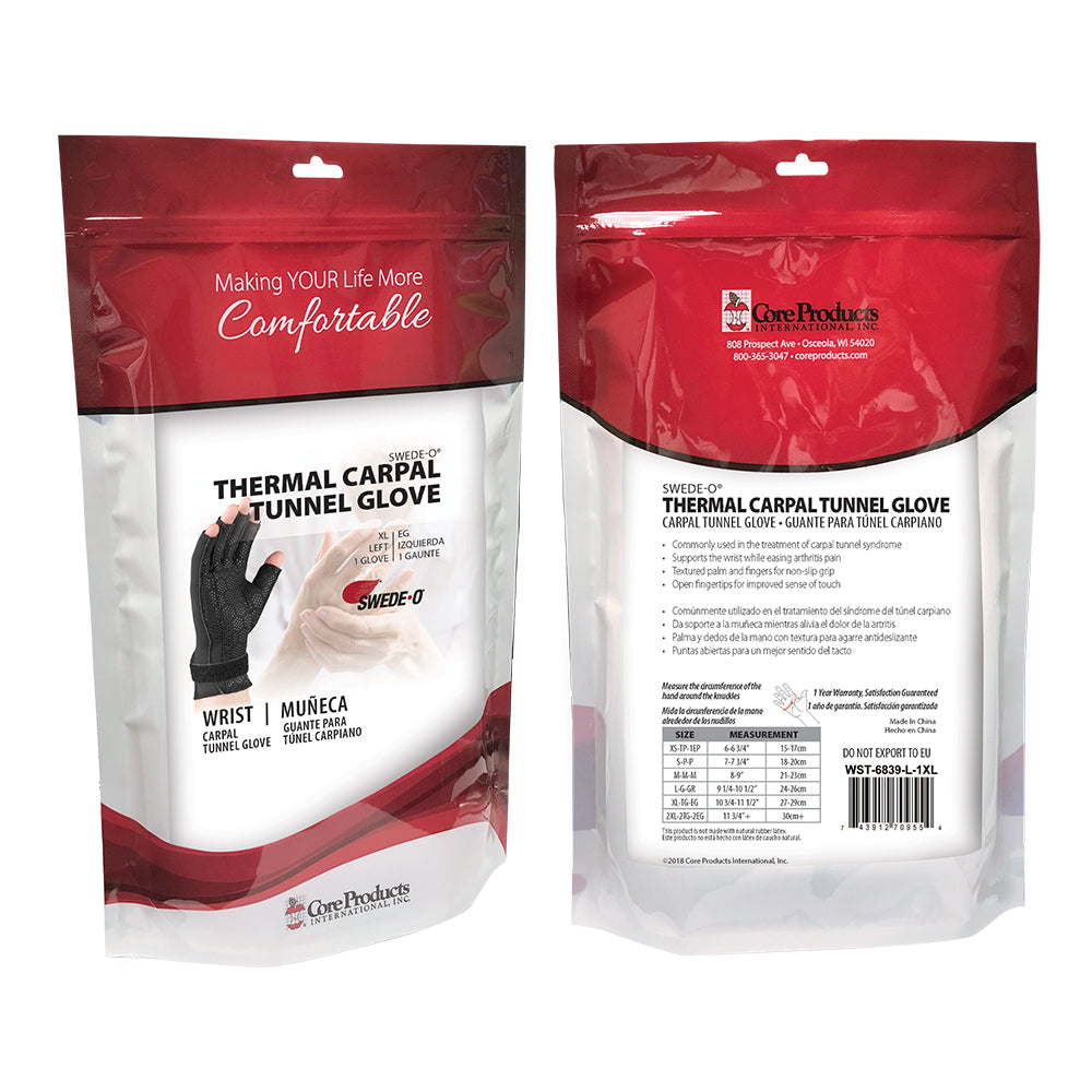 Core Products Swede-O Thermal Carpal Tunnel Glove, Left, 2X-Large (WST-6839-L-2XL)