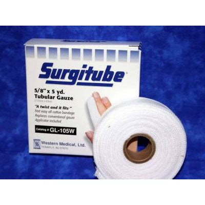 Derma Sciences Surgitube Tubular Gauze Bandage for Small Fingers, Toes, Size 1, 5/8" x 5 yds, White (GL-105W)