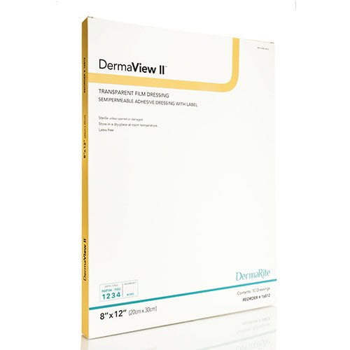 DermaRite DermaView II Transparent Semipermeable Adhesive Film Dressing, 2.37" x 2.75" (00252E)